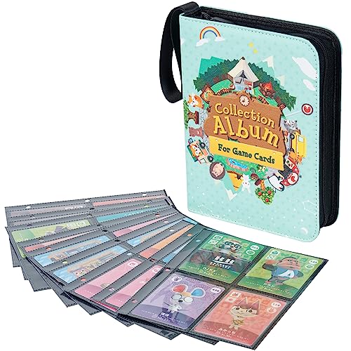 400+ Card Holder Binder Compatible with Animal Crossing Amiibo Cards, 4 Pocket Trading Cards Storage Display Album for Amiibo Card Series 1-5