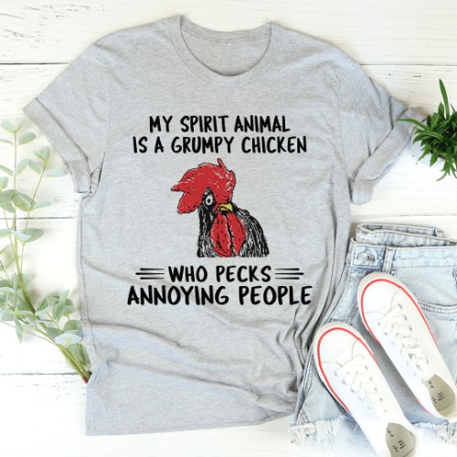 My Spirit Animal Is A Grumpy Chicken Tee - Athletic Heather / M