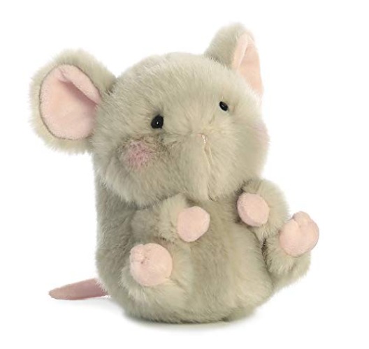 Aurora® Round Rolly Pet™ Frisk Mouse™ Stuffed Animal - Adorable Companions - On-The-Go Fun - Gray 5 Inches - FRISK MOUSE - 5 inches