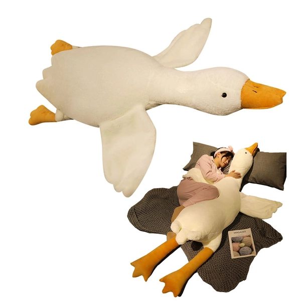 YUHUA Goose Stuffed Animal,Giant Huge Plush Pillows Stuffed Animals,Goose Stuffed Animal Pillow Toy, Super Soft Hugging Pillow for Every Age (160cm/63in), White