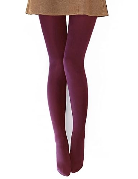 Womens Opaque Fleece Lined Tights Colorful Warm Winter Thermal Tights 