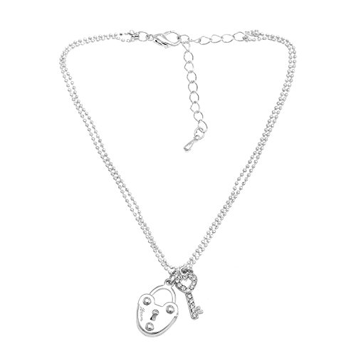 Spinningdaisy Women's Ankle Charm Various Lock and Key Double Line Anklet, Metal