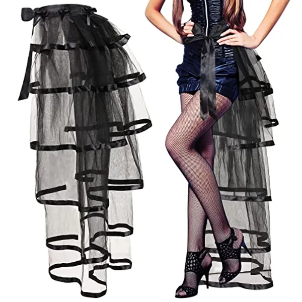 Steampunk Tie on Bustle Skirt Victorian Belt Lace Tutu Underskirt Bustle Halloween Costume Accessory for Women