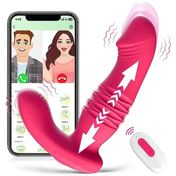 Wearable Clitoral G Spot Thrusting Vibrator, APP Remote Control Clitoralis Panty Vibrator with 9 Thrusting & Vibrating Modes, G Spot Dildo Vaginal Butterfly Anal Adult Sex Toy for Women & Couples