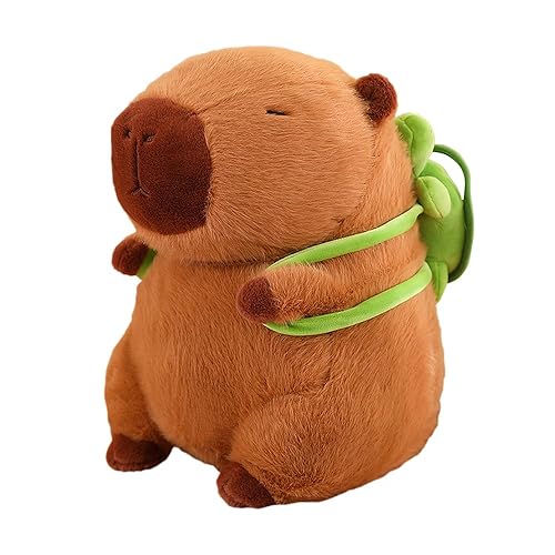 Capybara Plüschtier,23cm Niedliche Capybara Kuscheltier mit Schildkrötenrucksack Capybara Plushie Puppen Niedlichen Capybara Plushies Super Weiche Gefüllte Spielzeug Plüsch für Home Deko Kinder (33cm) - 33cm