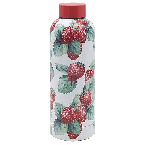 The Leonardo Collection Strawberry Field Strawberry Field Drinks Bottle For Hot and Cold Drinks | Reusable Leakproof Water Bottles For Travel & Home | BPA Free & Dishwasher Safe Drinking Bottle