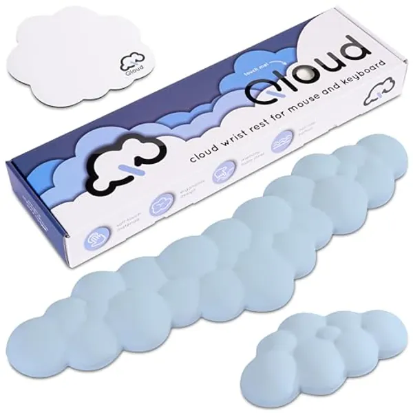 Qloud Cloud Wrist Rest Keyboard – Cloud Palm Rest Keyboard Rest Desk Cloud Wrist Pad – Keyboard Wrist Rest for Computer Keyboard Gaming Wrist Rest Cloud Arm Rest Keyboard Wrist Pad - Light Blue