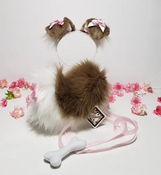 Sassy cocoa Puppy Ears and Tail,Puppy Ears Headband,Puppy Costume,Cosplay,Puppy Tail,Shepherd,Harajuku,Puppy Ears,Cat ears and Tail,Shiba