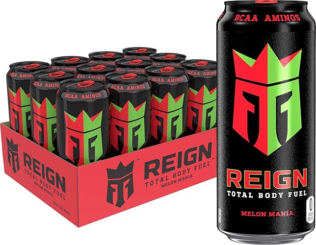 Reign Total Body Fuel, Melon Mania, Fitness & Performance Drink, 16 Fl Oz (Pack of 12) - Melon Mania