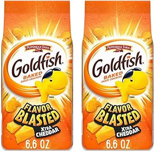 Goldfish Flavor Blasted Xtra Cheddar Crackers, Snack Crackers, 6.6 oz bag (Pack of 2) - Flavor Blasted Xtra Cheddar - 6.6 Ounce (Pack of 2)
