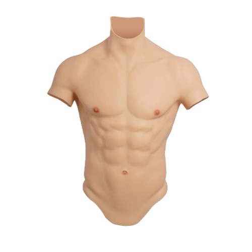 ARRIZE Silicone Male Chest Realistic Male Muscle Chest Simulation Skin Fake Muscle Suit Men Silicone Costume Soft - Large Brown Color