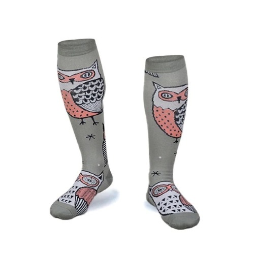 Owl Print Knee High (Compression Socks) - L/XL