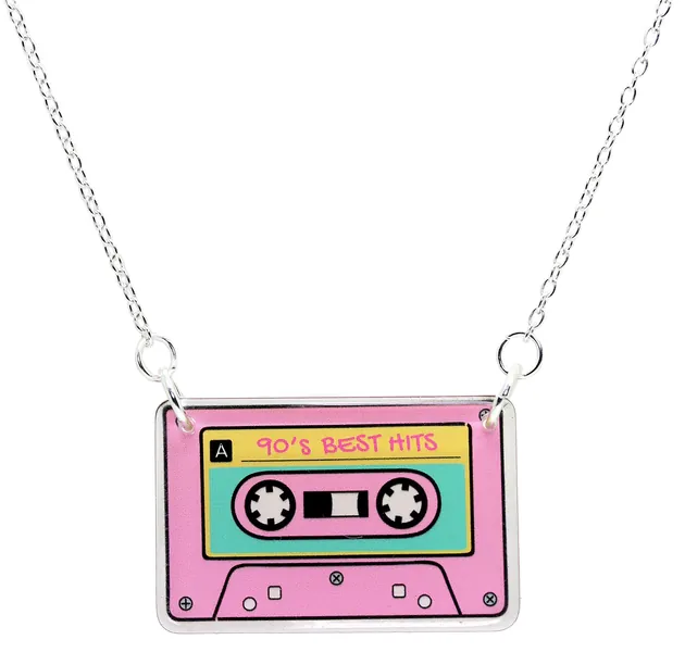 bluebubble Retro Rewind Pink Tape Charm Necklace Gift Boxed