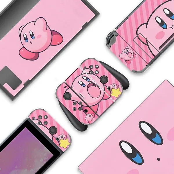 BelugaDesign Kirby Switch Skin | Cute Pastel Sticker Wrap Vinyl Decal | Anime Smash Bros Kawaii Japanese Cartoon Game l Compatible with Nintendo Switch (Switch Standard, Hot Pink)