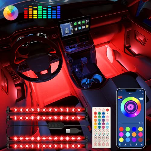 Keepsmile Interior Car Lights Accessories APP Control with Remote Music Sync Color Change RGB Under Dash Car Lighting with USB Charger 12V 2A Led Lights for Jeep Truck - 12V USB