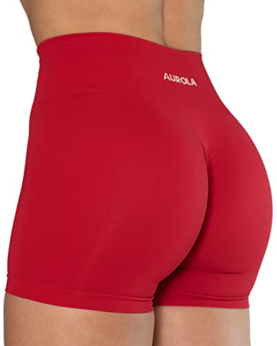 AUROLA Dream Workout Shorts for Women Seamless Soft Smooth Gym Yoga Scrunch Active Shorts - Dream - Small - Chinese Red