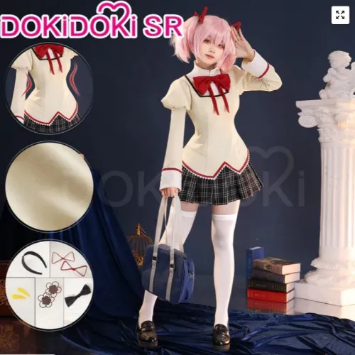 DokiDoki-SR Anime Puella Magi Madoka Magica Cosplay Kaname Madoka / Akemi Homura / Tomoe Mami / Kyouko Sakura / Sayaka Miki Costume School Uniform | Homura / L-PRESALE