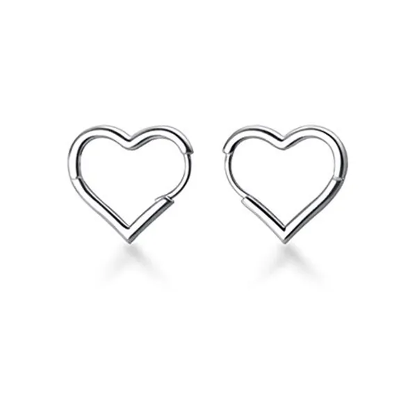 SLUYNZ 925 Sterling Silver 1.6CM Heart Hoop Earrings for Women Teen Girls Minimalist Hoop Earrings Sweet Love Heart Earrings Drop