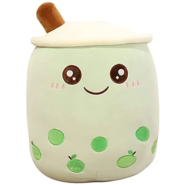 VHYHCY Cute Stuffed Boba Plush Bubble Tea Plushie Pillow Milk Tea Cup Pillow Food Plush, Soft Kawaii Hugging Plush Toys Gifts for Kids(Green, 19.6 inch)