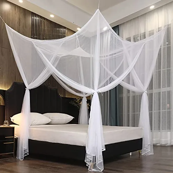 Mengersi Elegant Mosquito Net Canopy Bed Curtains Twin to Twin XL Size Bed,Netting Curtains for Camping, Patio,Indoor Outdoor Net (80x40x80, White)