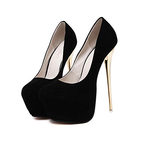 YGJKLIS Women's Platform Stiletto Pumps, 16cm High Heel Sandals with 5cm Platform Stiletto Pumps Wedding Party Slip On Dress Shoes Party Dress Pumps Shoes, Black, 6