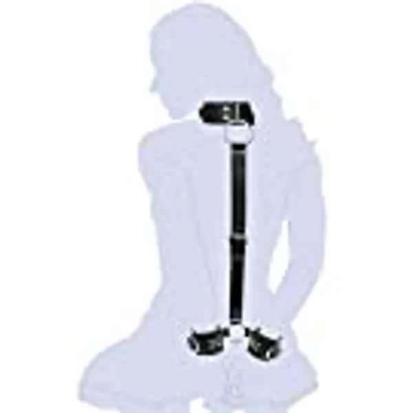 Neck to Wrist Restraints kit Sexy Slave Frisky Beginner Behind Back Handcuffs Collar Adjustable Bondage Set Couple SM Sex Game Tool(Black)