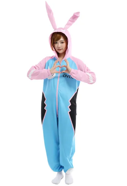 Women Cartoon Game Bunny Onesie Pajama Adult Onesie Homewear Kigurumi Hooded Loungewear Costume Outfits