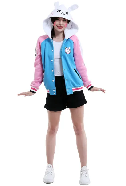 Overwatch DVA Hana Song Cute Anime Merchandise Baseball Jacket Daily Hoodie Cosplay Costume