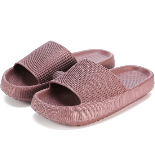 rosyclo Cloud Slippers for Women and Men, Massage Shower Bathroom Non-Slip Quick Drying Open Toe Super Soft Comfy Thick Sole Home House Cloud Cushion Slide Sandals for Indoor & Outdoor Platform Shoes - 5.5-6.5 Women/5-6 Men Wine Red