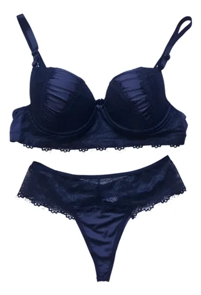 Conjunto Lingerie Sensual Sutiã Renda E Bojo Calcinha Sexy