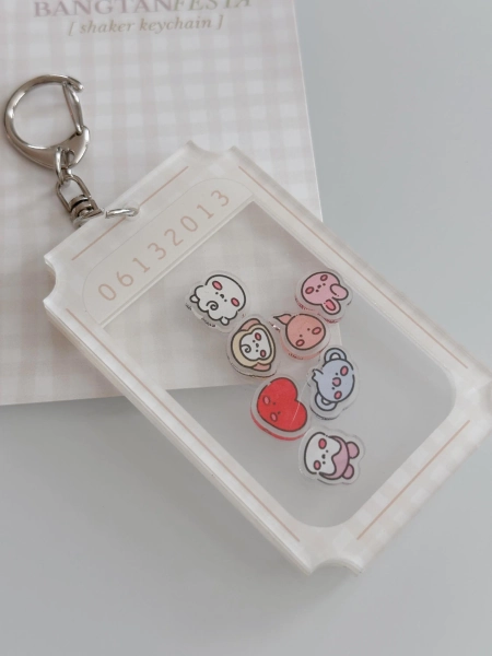 BTS BT21 Inspired Ticket Shaker Keychain