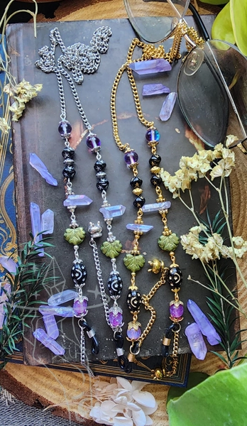 Moonbrew Chain Silver or Gold Eyeglass Chain | Czech Crystal | Opal Beads | Dark Cottagecore | Witch Chain for Glasses | Goth Celestial Gift