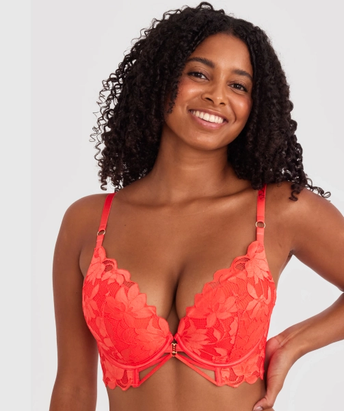 Ellie Push Up Plunge Bra - Light Red 12A