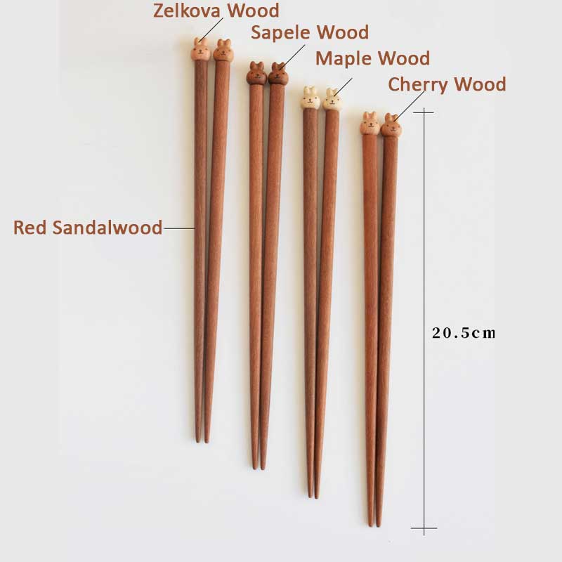 Handmade Bunny Chopsticks - Unique Gift Idea - Sapele Wood