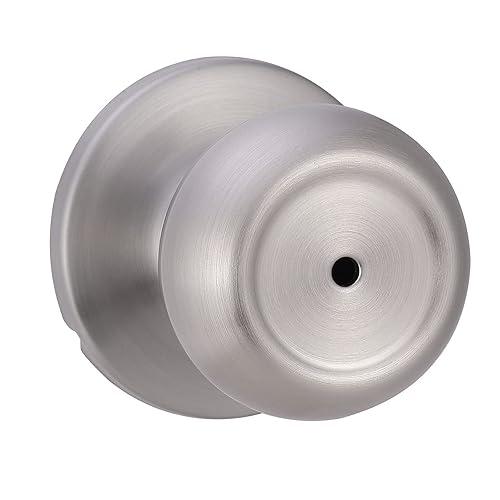 Amazon Basics Bedroom/Bathroom Door Knob With Lock, Coastal, 1-3/8” to 1-3/4”, Satin Nickel - Satin Nickel