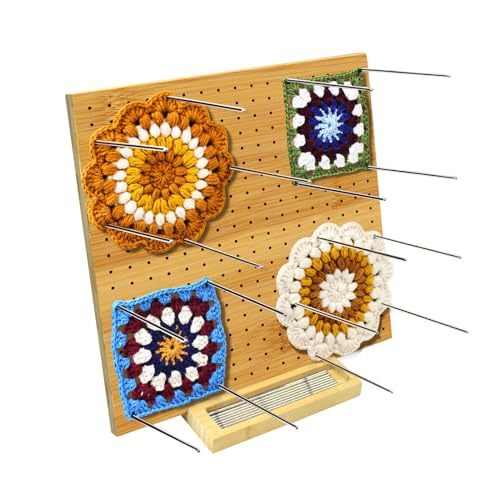LIVSMON 11.8" Crochet Blocking Board with 20 Steel Pins, Handcrafted Knitting Blocking Mat for Knitting Crochet and Granny Squares, Crochet Gifts for Crocheters - 11.8"