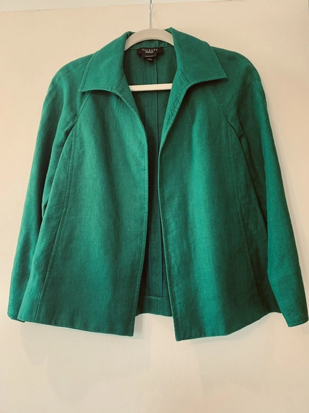 Talbots Linen Jacket Kelly Green S