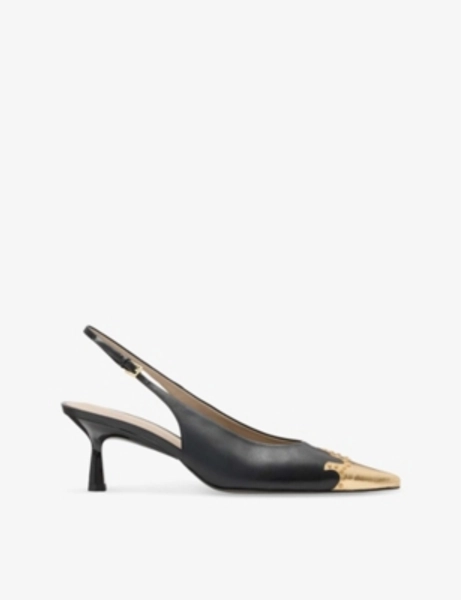 Denver contrast-toe slingback heeled leather pumps