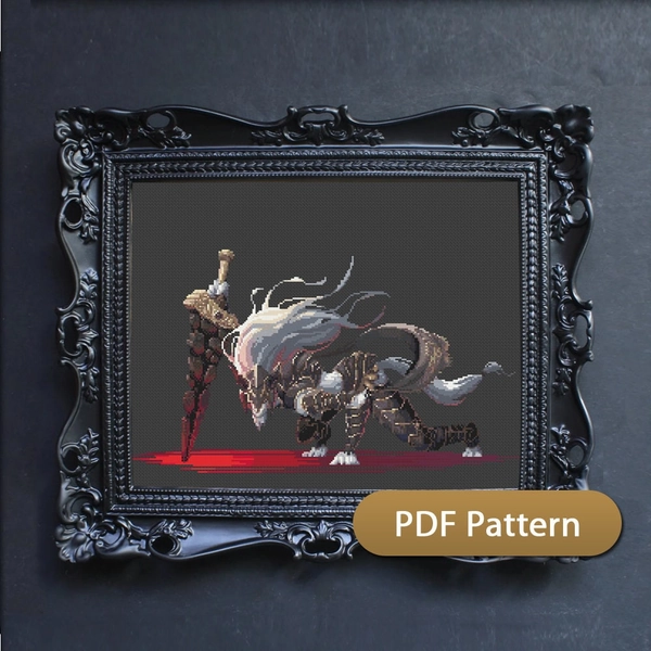 Maliketh, The Black Blade - Elden Ring - Cross Stitch Pattern PDF Downloadable