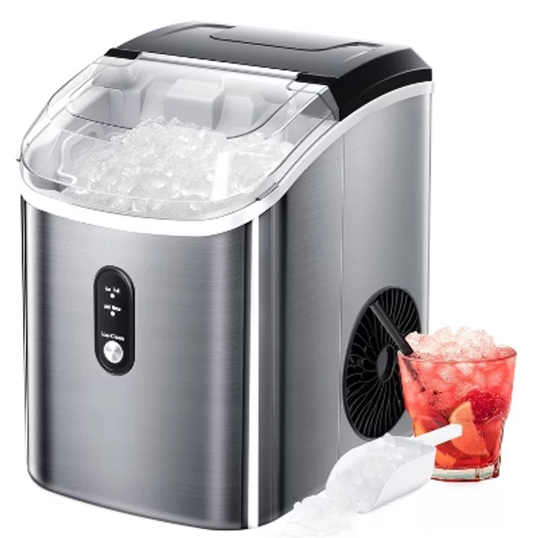 R.W.FLAME Nugget Ice Makers Countertop, Stainless Steel, 35 lbs/Day,  Soft Chewable Pellet Ice, Self-Cleaning, One-Click Operation, Silver