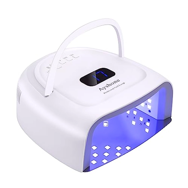 Ayshone Rechargeable LED Gel Nail Lamp,60W Cordless UV Led Nail Light Nail Dryer for Gel Nails with Lifting Handle Touch Sensor LCD Screen