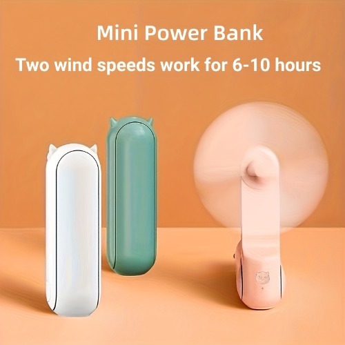 1pc Portable Handheld Mini Fan - USB Rechargeable Pocket Fan With Power Bank - Ideal For Travel, Outdoor Activities, And Hot Summer Days