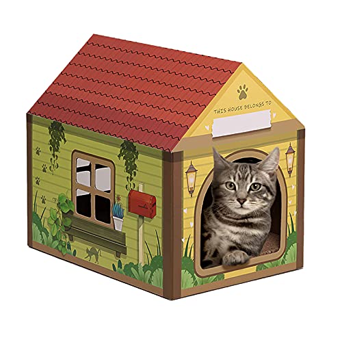 Cardboard Cat House with Scratcher