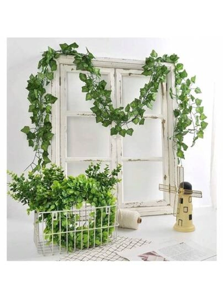 4 Metros De Cordão De Folhagem Folha Verde Artificial Folhagem Trepadeira Corrente Decoração