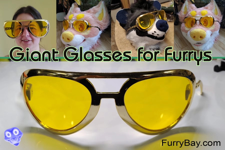 Giant Glasses for Furrys - Gold Tinted 80s Style - fg-1