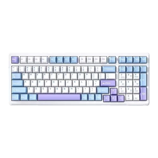 EPOMAKER x Aula F99 Kabellose mechanische Tastatur, Tastatur Gasket mit Hot-Swap, Polsterung, Bluetooth, 8000 mAh, NKRO, RGB, für Gaming/Win/Mac(F99 Purple, Nimbus Switch)