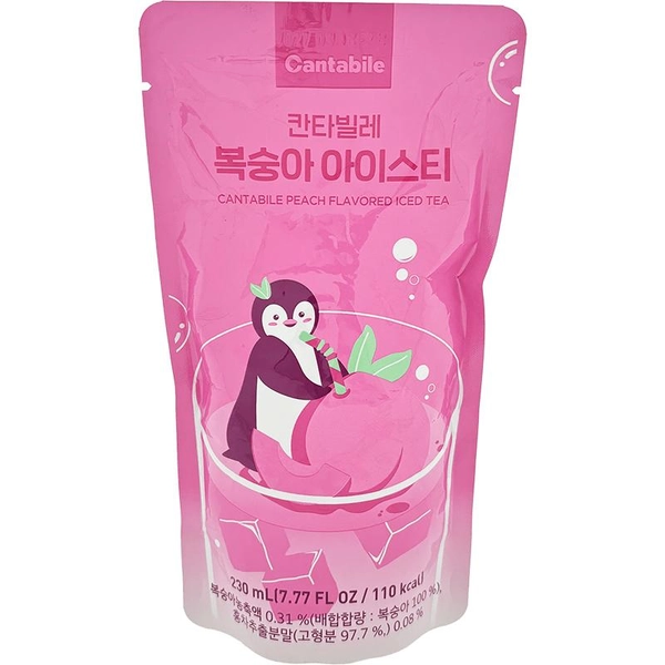 Korean Pouch Drink: Peach Ice Tea (230ml, Cantabile) - Neo Tokyo