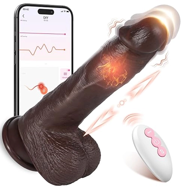 Black Dildo Sex Toys for Women - Silicone Vibrator Dildo Adult Sex Toys，Sex Machine 8 inch Dildo Fake Penis Anal Dildo G-spot and Couples with 5 Thrusting & Vibrators Modes Adult Sex Toys & Games
