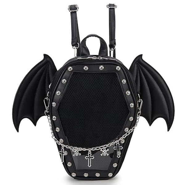 ENJOININ Gothic Coffin Shape Fashion Purses and Handbags for Women Halloween Shoulder Bag Backpack