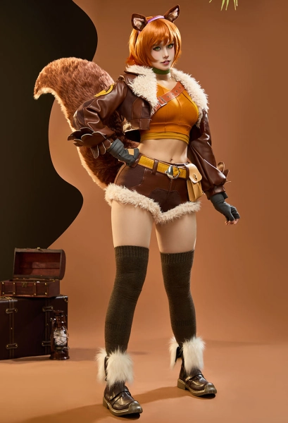 Rival Girl Doreen Game Cosplay Costume Vest Shorts with Jacket Tail
